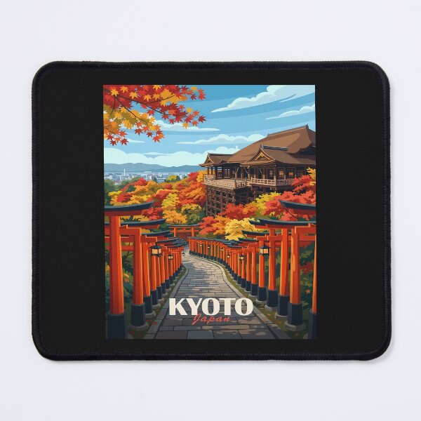 Item preview, Kyoto Japan Autumn Landscape Illustration designed and sold by redderkunziee.
