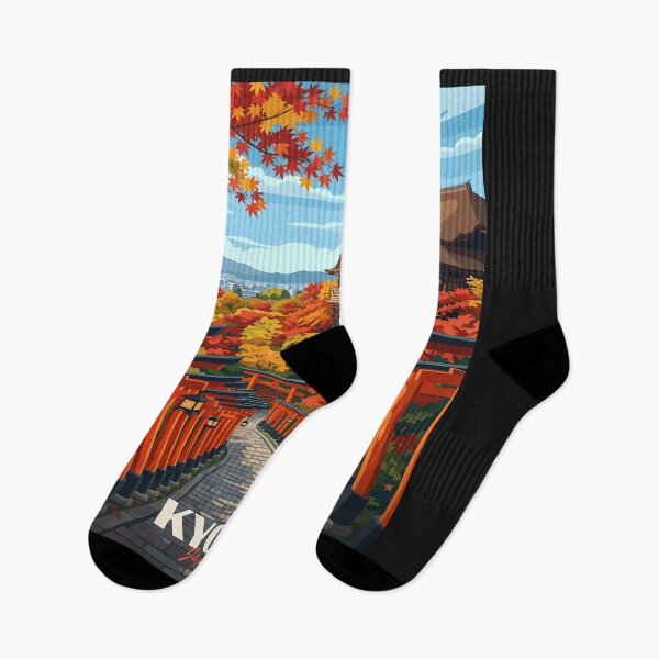 Item preview, Kyoto Japan Autumn Landscape Illustration designed and sold by redderkunziee.