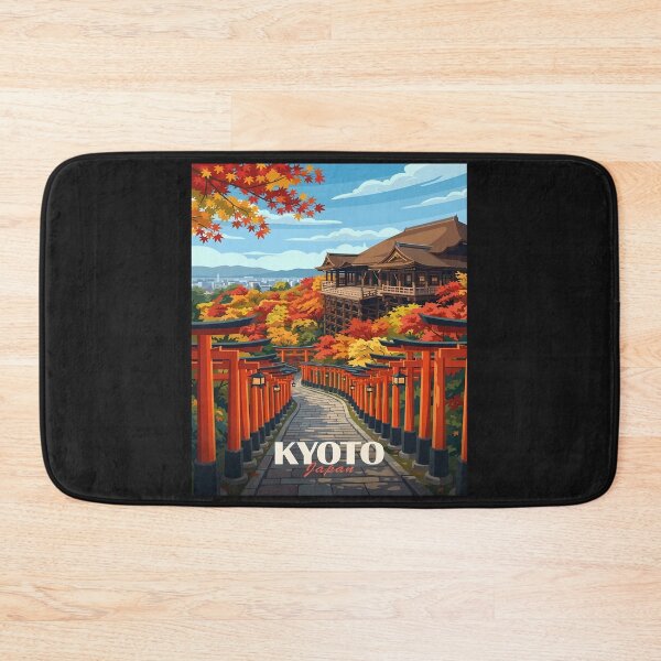 Item preview, Kyoto Japan Autumn Landscape Illustration designed and sold by redderkunziee.
