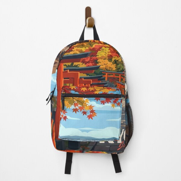 Item preview, Kyoto Japan Autumn Landscape Illustration designed and sold by redderkunziee.