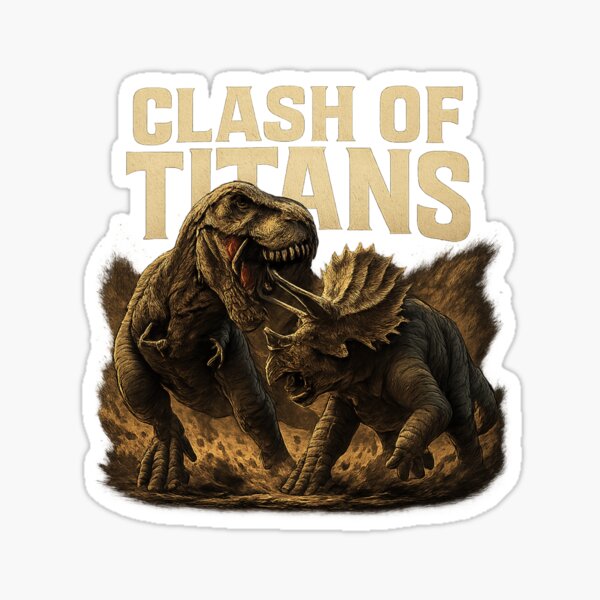 Clash of Titans - T-Rex vs Triceratops Prehistoric Battle Sticker