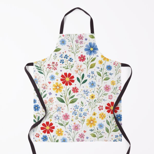 Item preview, Colorful Floral Pattern in Red, Blue, Yellow and Green – AI Generated Folk Botanical Design designed and sold by Cleora Art .