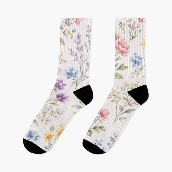 Item preview, Watercolor Botanical Pattern in Pink, Blue, Purple and Yellow – AI Generated Vintage Floral Design designed and sold by Cleora Art .