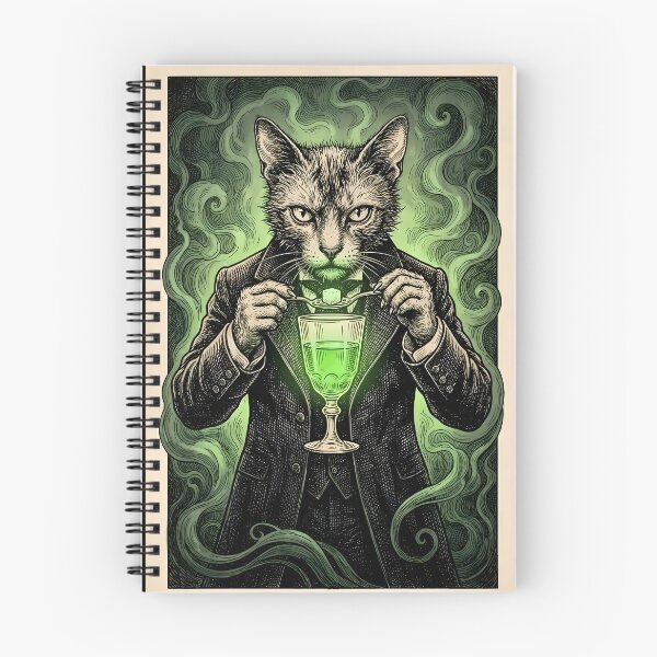 Item preview, Vintage Absinthe Ritual Cat Green Fairy Illustration designed and sold by OneLineBar.