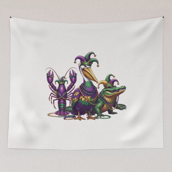 Item preview, Alligator Crawfish Pelican Mardi Gras New Orleans Louisiana  designed and sold by ArleneRowe.