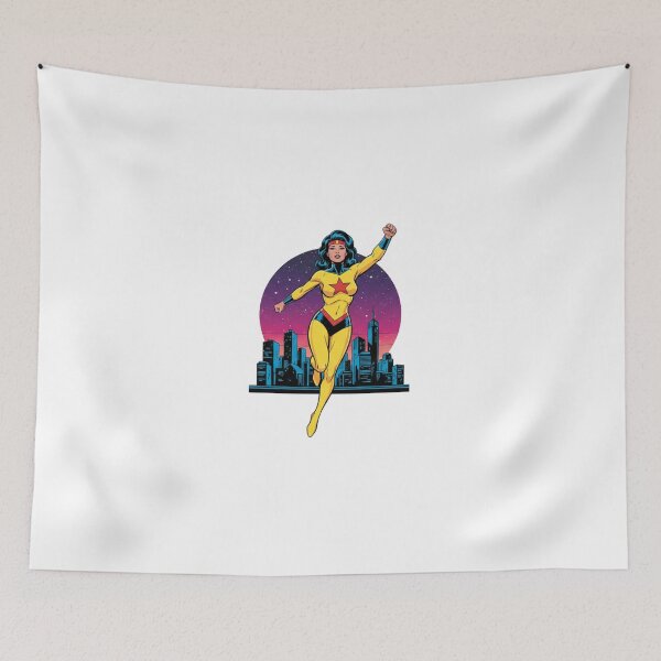 Item preview, Stellar Woman Retro Superhero - 70s Vintage Comic Style designed and sold by Patternomania.