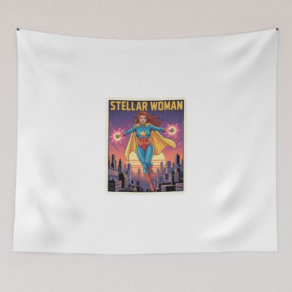 Item preview, Stellar Woman Retro Superhero - 70s Vintage Comic Style designed and sold by Patternomania.
