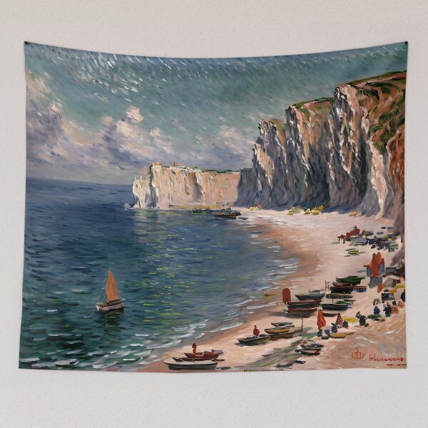 Aperçu de l'œuvre Étretat - La Plage et la Falaise d'Amont créée et vendue par artdesignsnow.