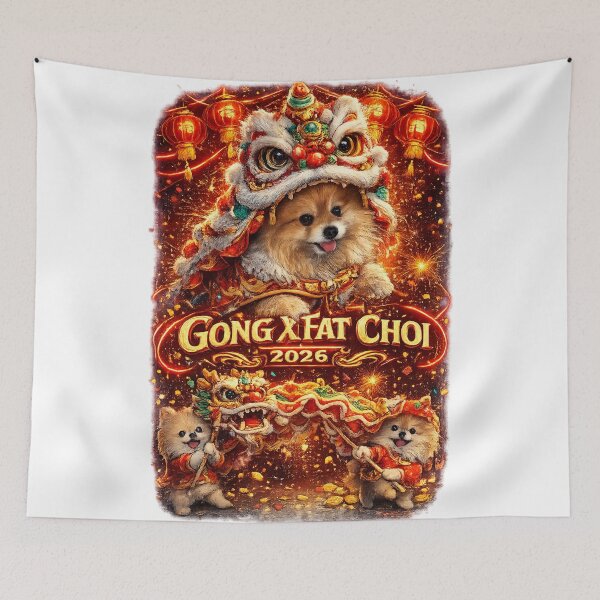Item preview, Pomeranian Gong Xi Fat Choi 2026 designed and sold by StrayaDesign.