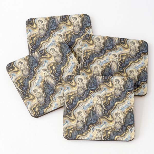 Item preview, Cyber Greco Goddess Marble Circuit Pattern designed and sold by VieSante.