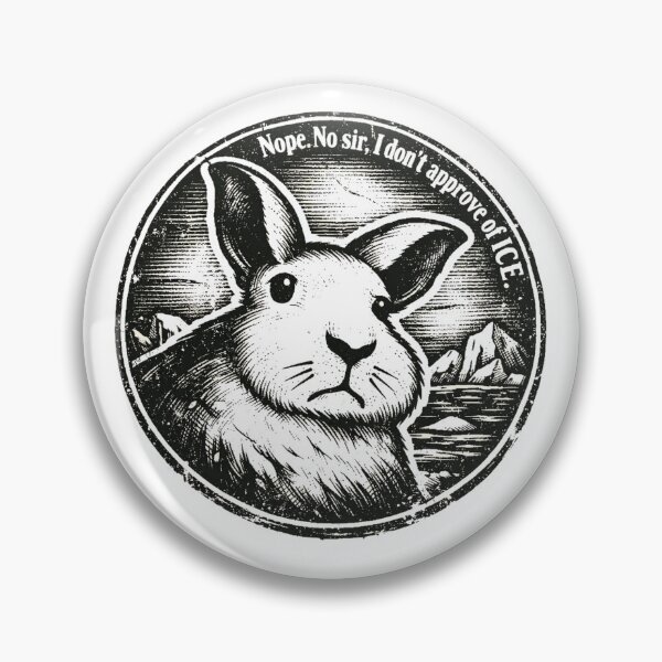 Item preview, Disapproving Rabbits No Sir, I Don’t Approve of ICE – Protest Bunny Logo | Anti ICE Activism Design tattoo vintage style designed and sold by ArminGreen.