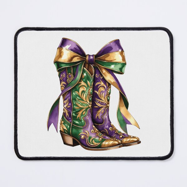Item preview, Mardi Gras Cowgirl Boots Cowboy Coquette Bow NOLA Girl Women designed and sold by ArleneRowe.