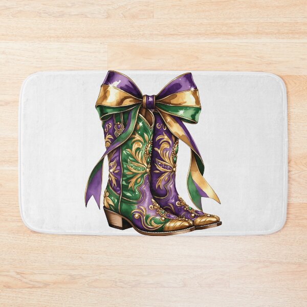 Item preview, Mardi Gras Cowgirl Boots Cowboy Coquette Bow NOLA Girl Women designed and sold by ArleneRowe.