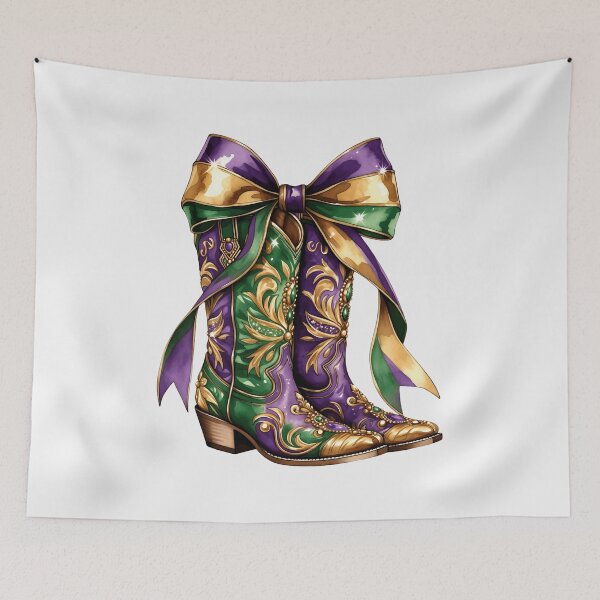 Item preview, Mardi Gras Cowgirl Boots Cowboy Coquette Bow NOLA Girl Women designed and sold by ArleneRowe.