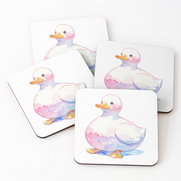 Item preview, Watercolor Chubby White Duck with Soft Pink and Purple Tints designed and sold by Jagamusubi.