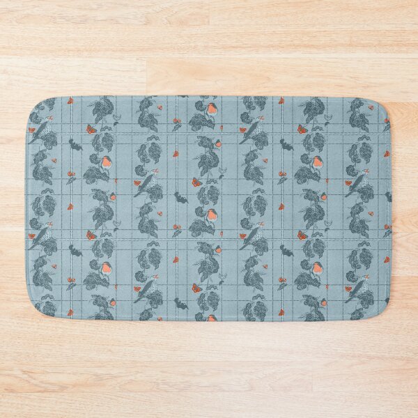 Item preview, Birds Butterflies and Ladybirds Check Irish Garden in Blue Grey designed and sold by HillsandSheep.