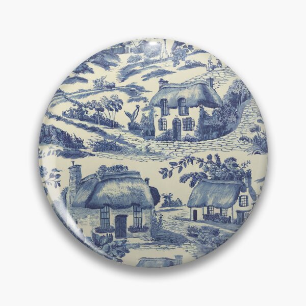 Item preview, Blue & White English Countryside Toile Pattern | Classic Cottagecore Village Scenic Design designed and sold by Tamas Das.
