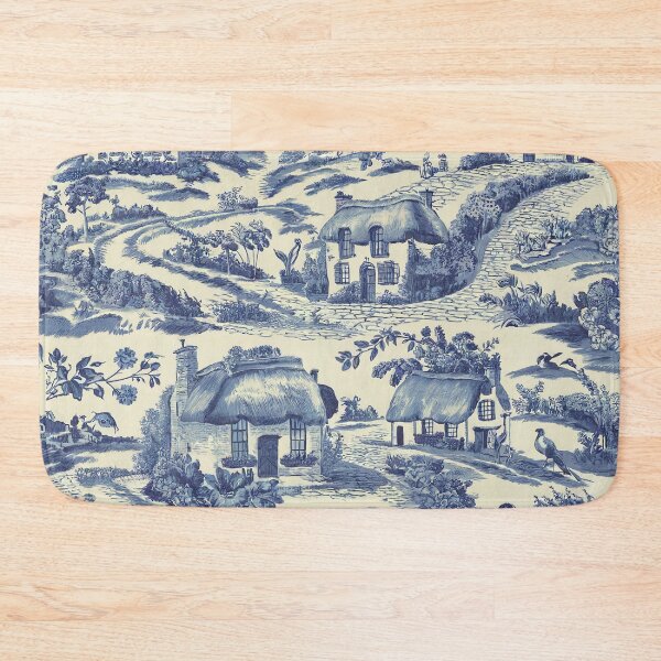 Item preview, Blue & White English Countryside Toile Pattern | Classic Cottagecore Village Scenic Design designed and sold by Tamas Das.