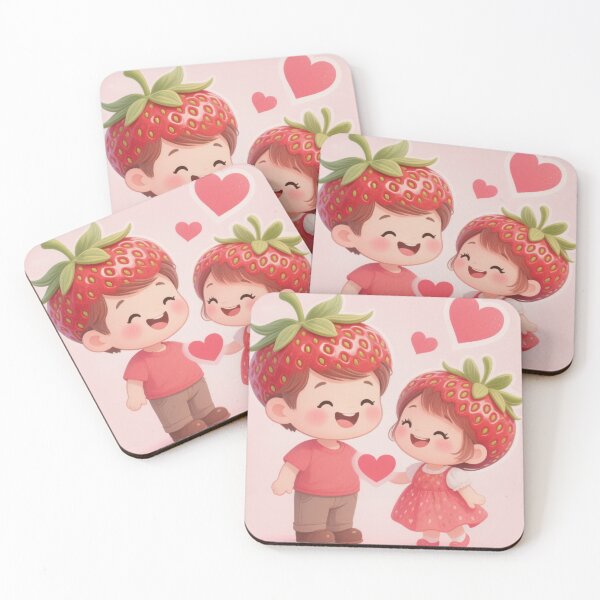 Item preview, Strawberry Love – Cute Kawaii Couple Valentine Illustration” designed and sold by VibeVauilt.