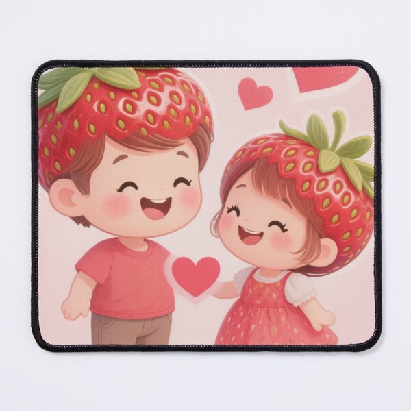 Item preview, Strawberry Love – Cute Kawaii Couple Valentine Illustration” designed and sold by VibeVauilt.