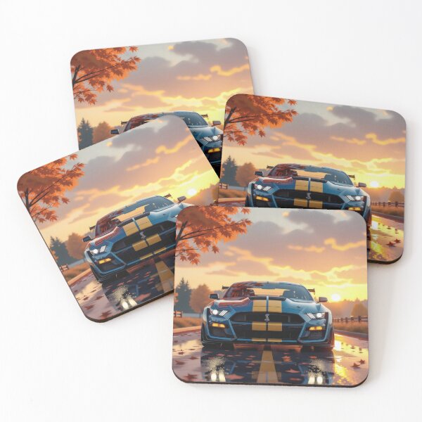 Item preview, Front view of a Ford Mustang in autumn – sports car at sunset designed and sold by Salimgor Hangaround Music.