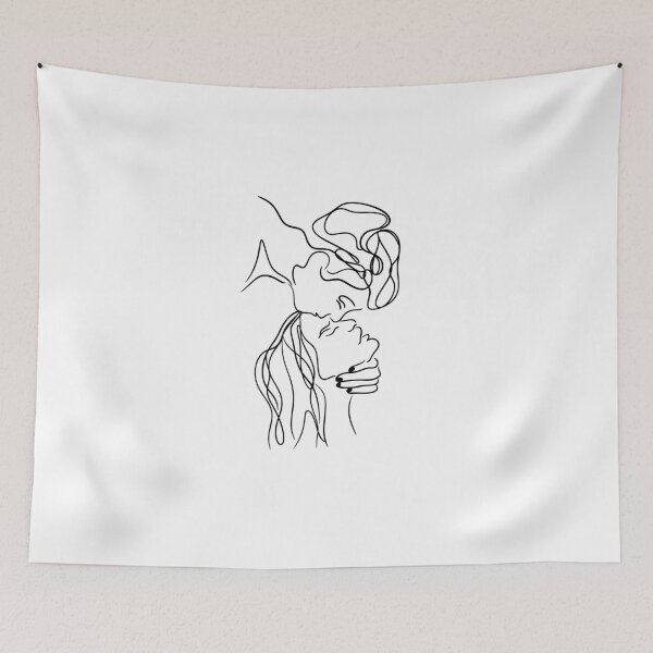 Item preview, Minimalist One Line Kiss Art - Intimacy and Connection Drawing designed and sold by LoraDesign98.
