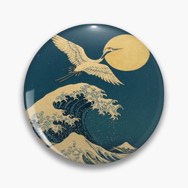 Item preview, Crane Over Waves – Japanese Moonlit Ocean Art designed and sold by myforestfog.