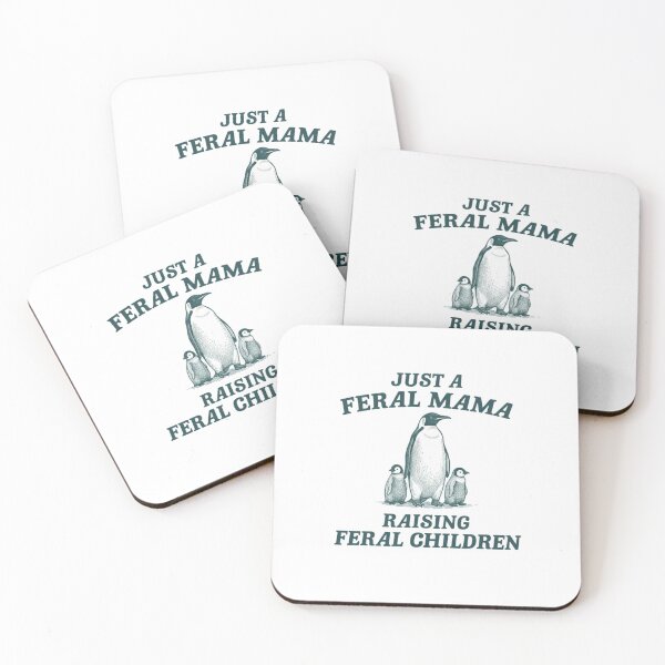 Item preview, Just a Feral Mama Raising Feral Children | Vintage Penguin Illustration designed and sold by Colorful-Garden.