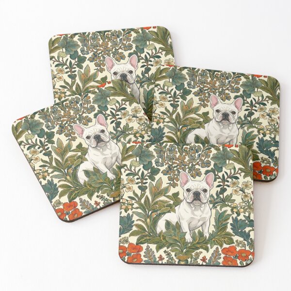 Item preview, White French Bulldog with William Morris Botanical Florals designed and sold by Frenchies N' Friends.
