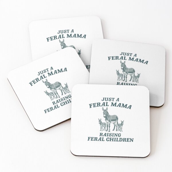 Item preview, Just a Feral Mama Raising Feral Children | Vintage Donkey & Foals Illustration designed and sold by Colorful-Garden.