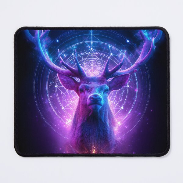 Item preview, Neon Mandala Deer – Mystical Cosmic Stag with Glowing Antlers designed and sold by VisionaryVeils.