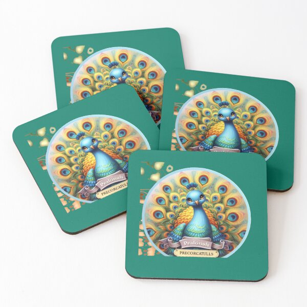 Item preview, Colorful Peacock Label – Front & Side View with Fan-Shaped Tail   designed and sold by PaintMeWorld.