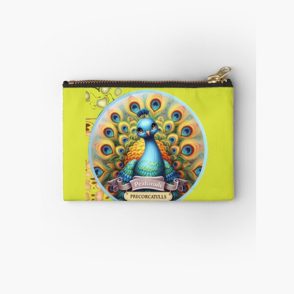 Item preview, Colorful Peacock Label – Front & Side View with Fan-Shaped Tail   designed and sold by PaintMeWorld.