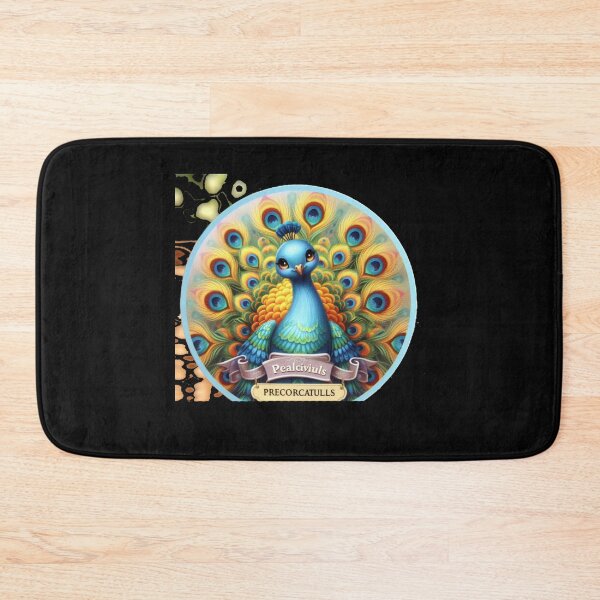 Item preview, Colorful Peacock Label – Front & Side View with Fan-Shaped Tail   designed and sold by PaintMeWorld.
