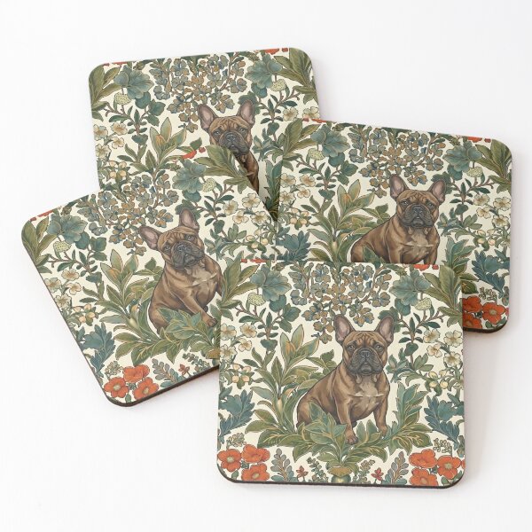 Item preview, Fawn French Bulldog with Hazel Eyes – Floral Garden Look designed and sold by Frenchies N' Friends.