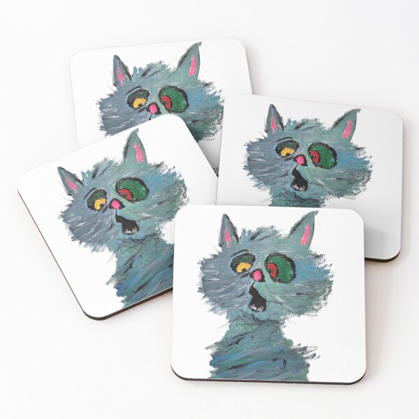 Item preview, Wide Eyed Chaos Cat - Quirky Abstract Acrylic Painting designed and sold by BeyondInkwell.