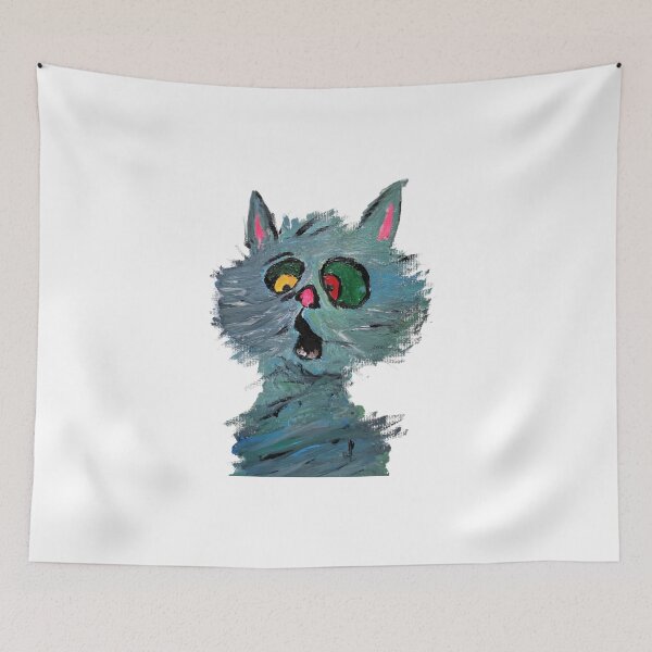 Item preview, Wide Eyed Chaos Cat - Quirky Abstract Acrylic Painting designed and sold by BeyondInkwell.