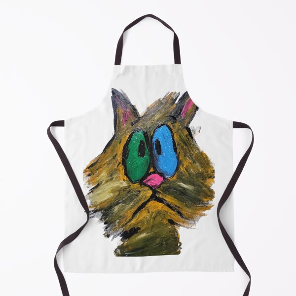 Item preview, Existential Crisis Cat - Quirky Hand-Painted Abstract Art designed and sold by BeyondInkwell.