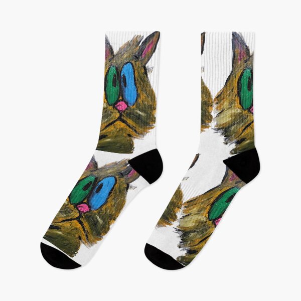 Item preview, Existential Crisis Cat - Quirky Hand-Painted Abstract Art designed and sold by BeyondInkwell.