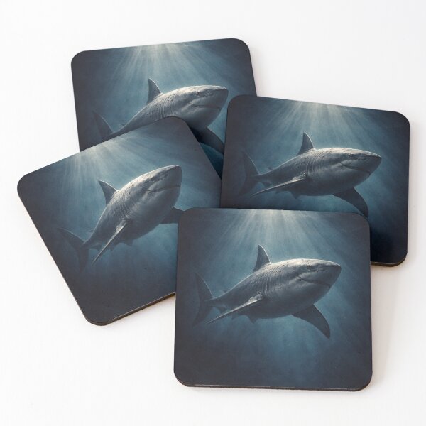 Item preview, Majestic Shark Underwater – Deep Ocean Light Rays Wall Art designed and sold by ApexAnimal Art.