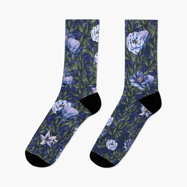 Item preview, Midnight Blue Floral Garden Pattern designed and sold by Asmaa Abdul-Azim.