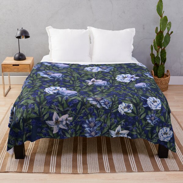 Item preview, Midnight Blue Floral Garden Pattern designed and sold by Asmaa Abdul-Azim.