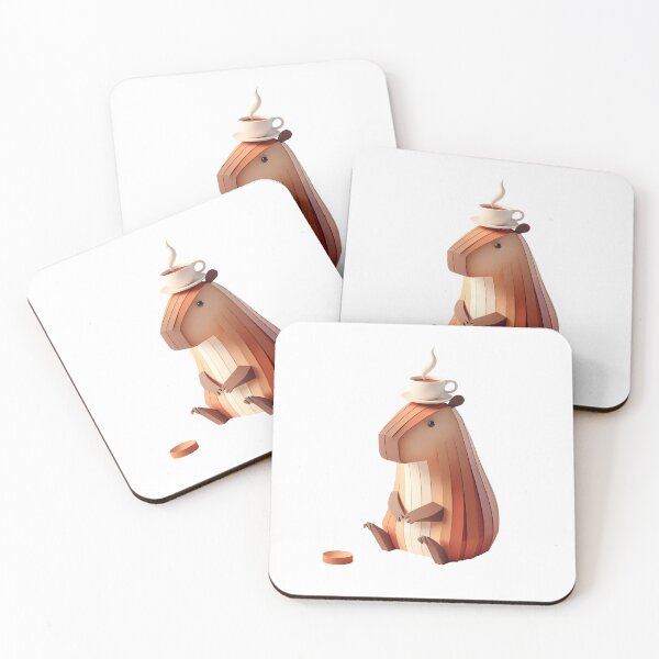 Item preview, Cozy Coffee Capybara — Minimalist 3D Papercraft Art designed and sold by purrsoul.