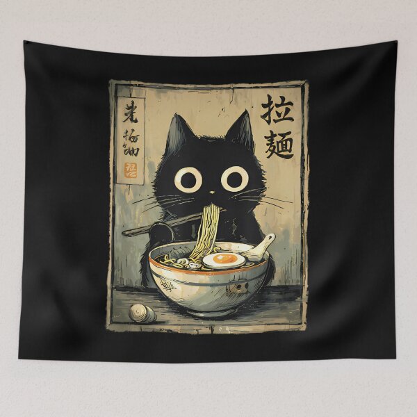 Item preview, Kawaii Ramen Cat Retro Japanese Noodles Artwork designed and sold by StickLoveFamily.
