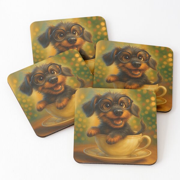 Item preview, Wirehaired Dachshund in a Teacup — Cute Watercolor Illustration designed and sold by Darlin8888.