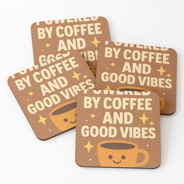 Item preview, Powered by Coffee and Good Vibes Fun Quote Design designed and sold by mbmstores.