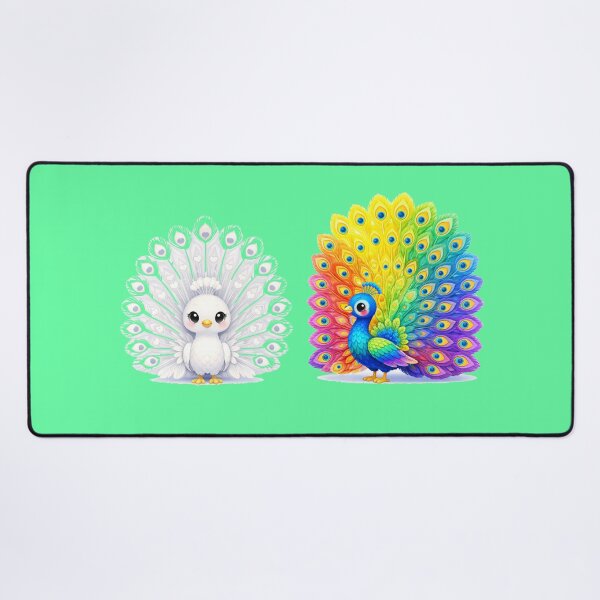 Item preview, White & Colorful Peacock Label – Front & Side View with Fan-Shaped Tail designed and sold by PaintMeWorld.