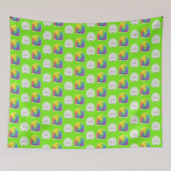 Item preview, White & Colorful Peacock Label – Front & Side View with Fan-Shaped Tail   designed and sold by PaintMeWorld.