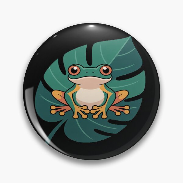 Item preview, Cute Frog on Large Leaf – Kawaii Cartoon Nature Illustration designed and sold by myforestfog.