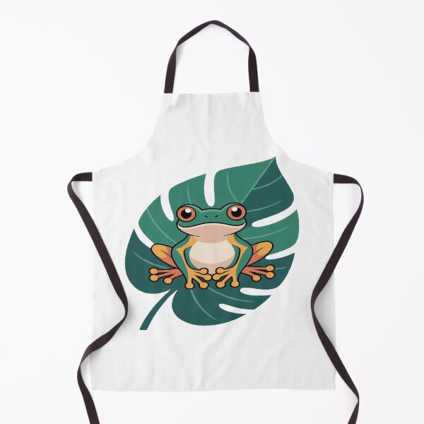 Item preview, Cute Frog on Large Leaf – Kawaii Cartoon Nature Illustration designed and sold by myforestfog.